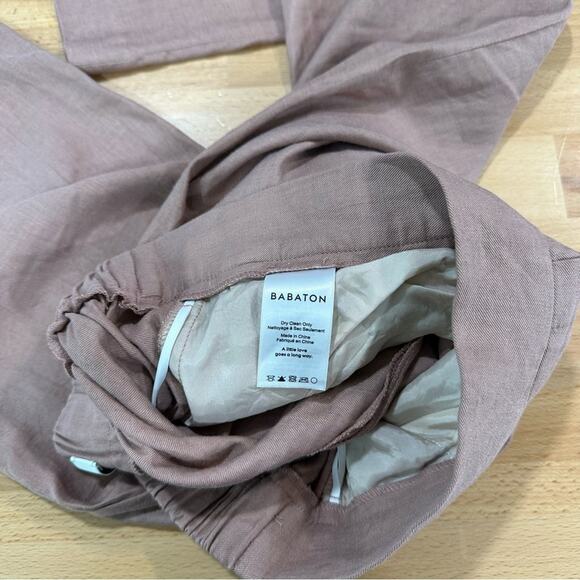 Aritzia Babaton Linen Blend Cropped Pant Blush Pink Pull on size 0 - Picture 7 of 8